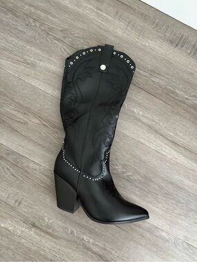 Black Studded Western Boot